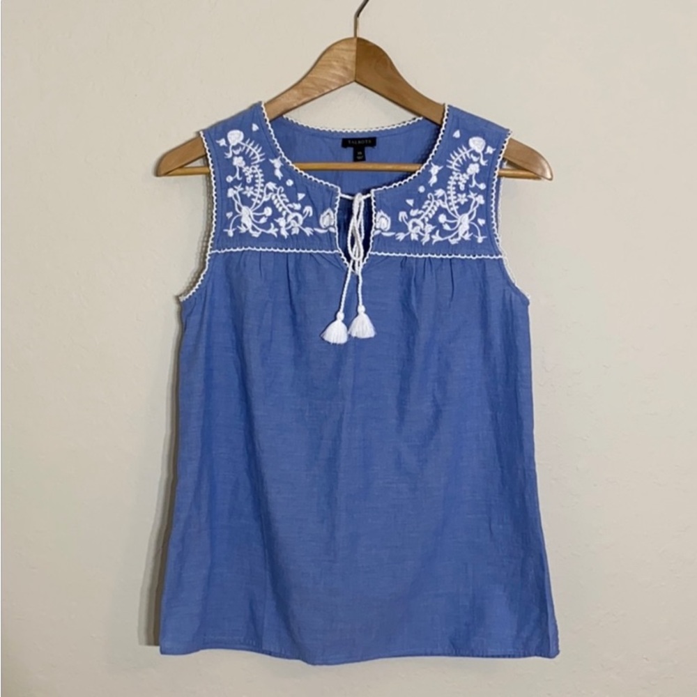 Talbots Embroidered Cotton Sleeveless Blouse S